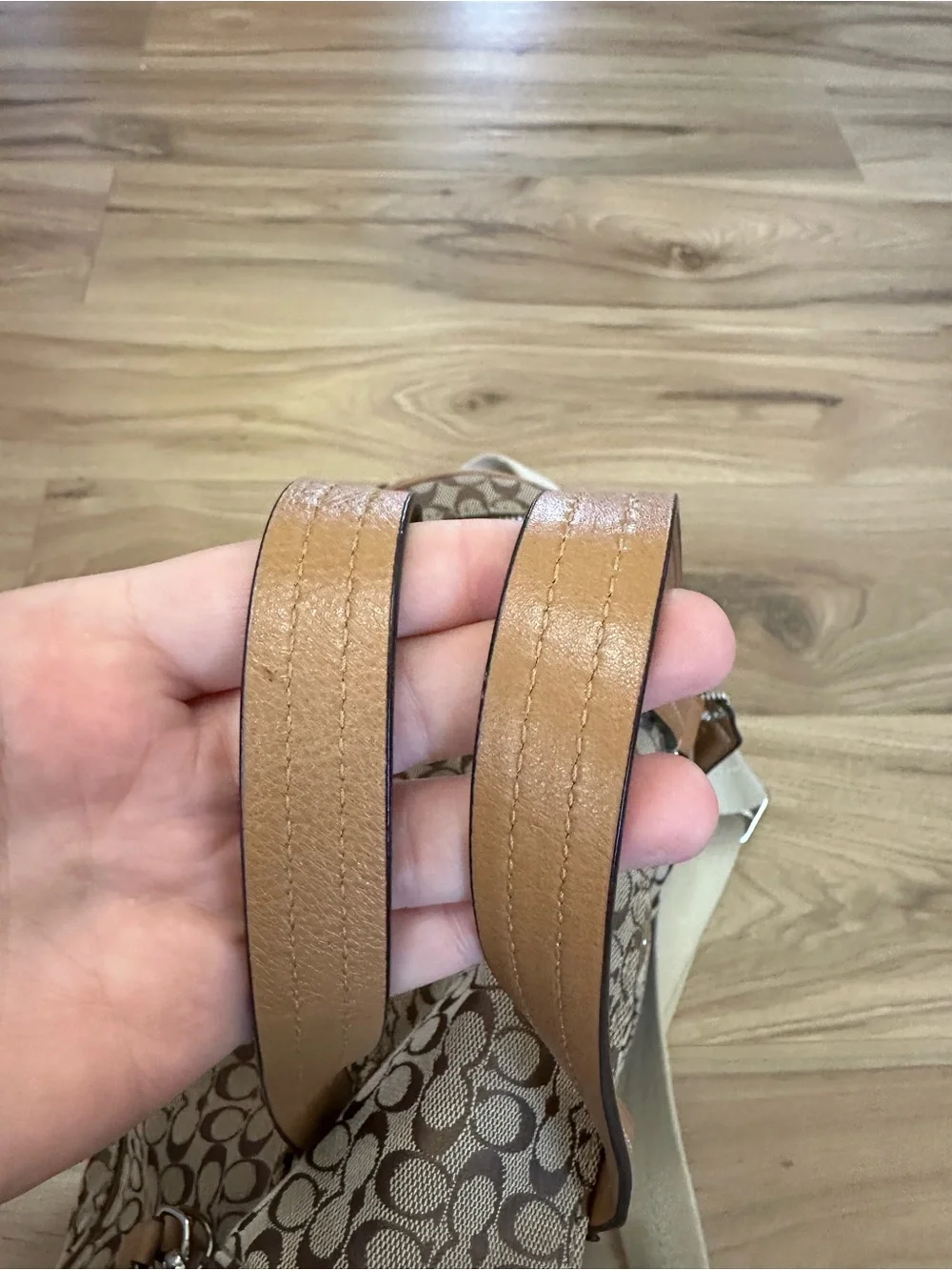 Coach Canvas Signature Satchel in Khaki/Tan with Adjustable Strap